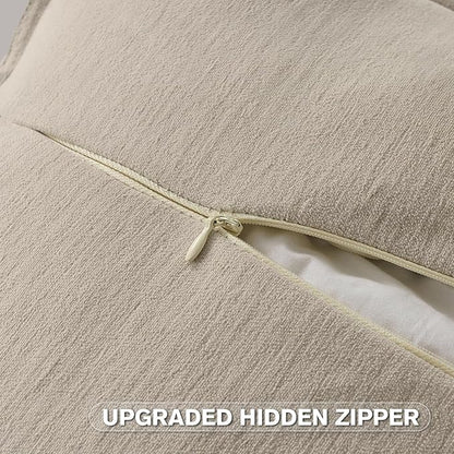 FUTEI Oatmeal Chenille Throw Pillow Covers 22x22 Inch Set of 2,Edges Double-Stitched Cushion Cases,Modern Home Decor for Couch Living Room