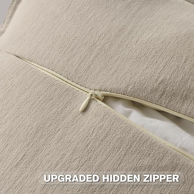 FUTEI Oatmeal Chenille Throw Pillow Covers 26x26 Inch Set of 2,Edges Double-Stitched Euro Pillow Shams,Modern Home Decor for Couch Living Room