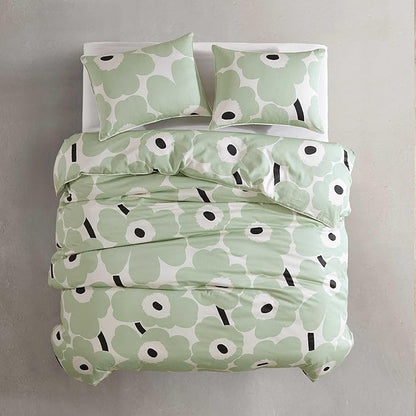 Marimekko - King Duvet Cover Set, Super Soft Organic Bedding with Matching Shams, Floral Bedding Essentials, Oeko-Tex Certified (Unikko Green, King)