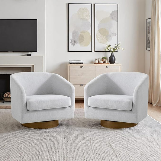 Lumibee Swivel Accent Chairs Set of 2, Chenille Fabric Swivel Barrel Chairs for Living Room, Modern Comfy Upholstered Round Armchairs Single Sofa Chairs for Bedroom, Club-Bright Gray