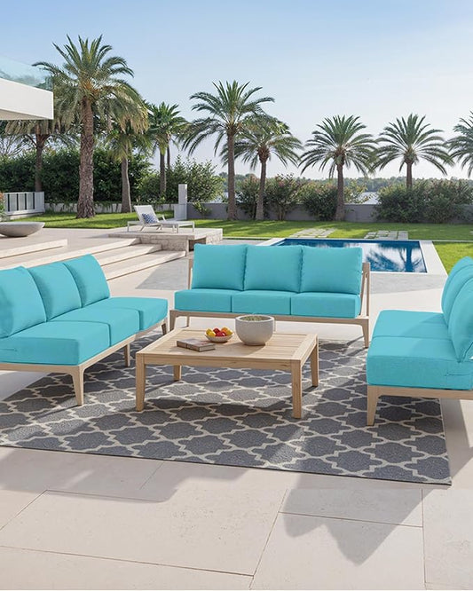 Luxury 24x24x6 Inch Outdoor Cushions - Water&UV&Fade Resistant 1 Set Zippered Patio Chair Cushion for Wicker Dining Rocking Swivel Chairs Loveseat Couch Sectional Sofa - Turquoise
