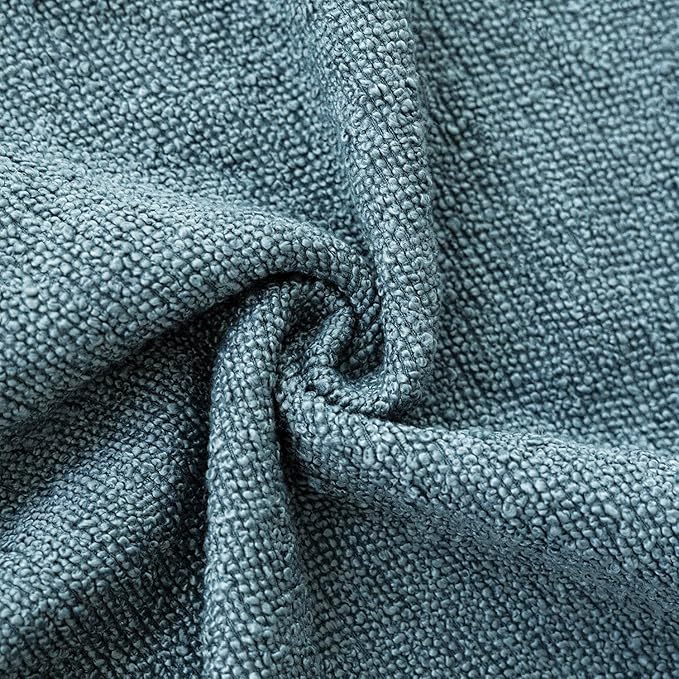 Foindtower Set of 2, Decorative Textured Boucle Throw Pillow Covers Accent Solid Pillow Cases Neutral Cozy Couch Cushion Case for Chair Sofa Bedroom Living Room Home Decor 24x24 Inch Misty Blue