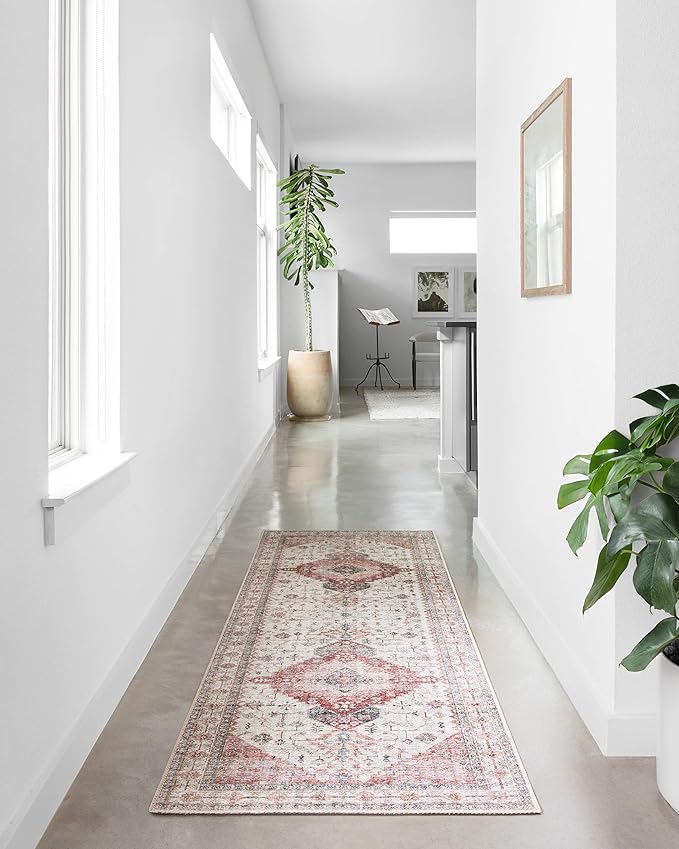Loloi Skye Collection SKY-02 Ivory/Berry 2'-6" x 12'-0" Runner Rug