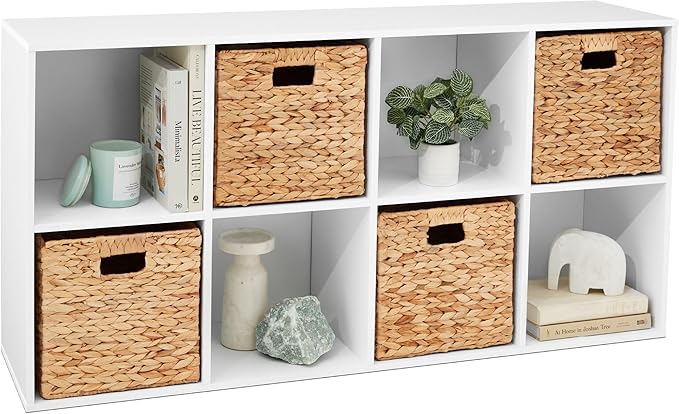 Best Choice Products 8-Cube Storage Organizer, 13.5in Shelf Opening, Bookcase, Display Shelf, Customizable w/ 2 Removable Back Panels – White