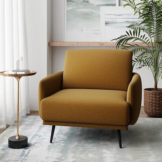 Oversized Accent Chair for Living Room Chairs Reading Arm Chair Comfy Modern Single Sofa Side Chairs with Metal Legs & Soft Cushion for Bedroom, Waiting Room (Velvet Brownish, Set of 1)