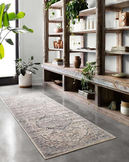 Loloi Teagan Collection TEA-01 Natural/Lt. Grey 2'-8" x 10'-6" Runner Rug, Large, Soft Neutral Rug, High-Traffic for Living Room, Bedroom, Home Office, Dining Area