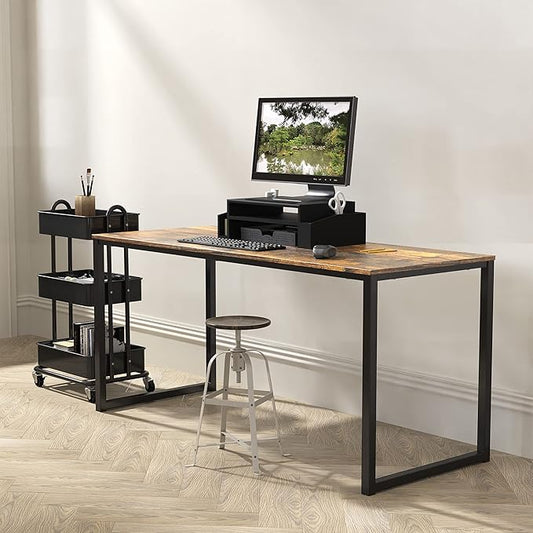 SHW Mission 48-Inch Home Office Computer Desk, Rustic Brown