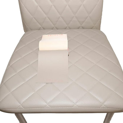 JT Modern Minimalist Dining Chair Fireproof Leather Sprayed Metal Pipe Diamond Grid Pattern Restaurant Home Conference Chair Set of 4 Or 6 (4, Gray Brown)