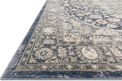Loloi Teagan Collection TEA-01 Denim/Mist 9'-9" x 13'-6" Area Rug, Large, Soft Neutral Rug, High-Traffic for Living Room, Bedroom, Home Office, Dining Area