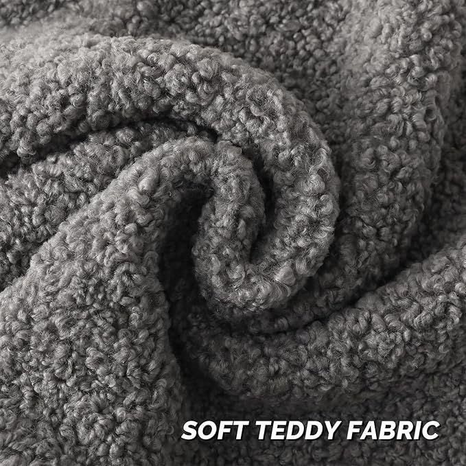 FUTEI Dark Grey Throw Pillow Covers 16x16 Inch Set of 2,Furry Faux Fur Teddy Boucle Textured Cushion Covers,Soft Fluffy Decorative Pillow Case,Home Decor for Couch Bed Living Room Office Car