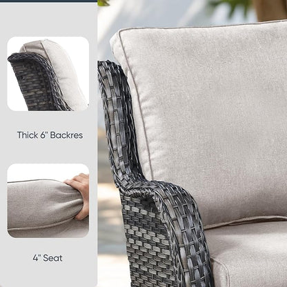 Patio Chair Cushions 6 Packs - Outside High Back Thick Water-Resistant Cushion 22x24 with Zipper Cover for Outdoor Glider Rocking Chairs Loveseat 3-Seater Couch Sofa – Beige/Regular