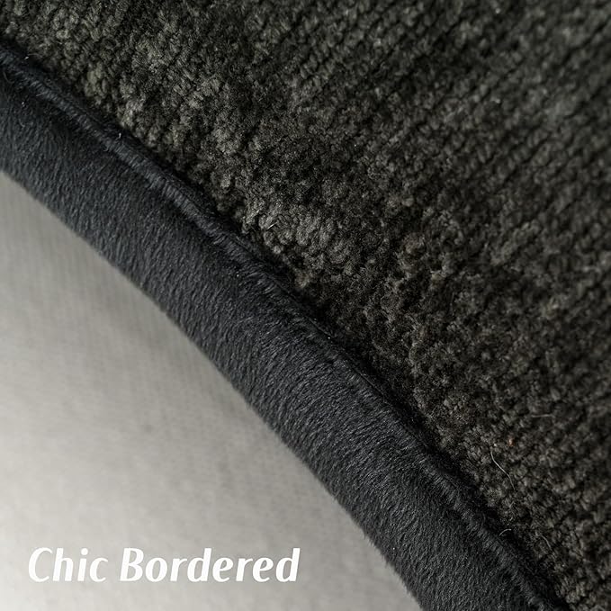 FUTEI Black Chenille Throw Pillow Covers 24x24 Inch Set of 2,Soft Cozy Bound Edge Design European Cushion Cover,Home Decor for Couch Bed Living Room