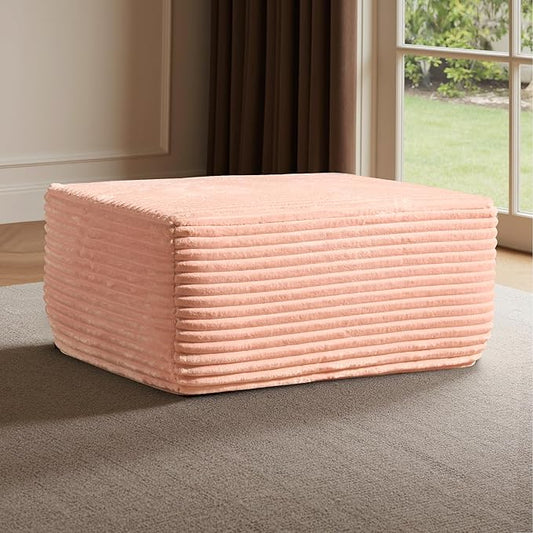 Removable Ottoman Can be Footrest Or Side Table, Idea for Living Room Bedroom Balcony(Plush Fabric, Pink)