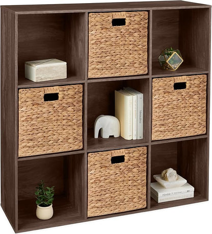 Best Choice Products 9-Cube Storage Organizer, 13.5in Shelf Opening, Bookcase, Display Shelf, Customizable w/ 3 Removable Back Panels – Walnut