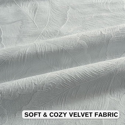 FUTEI Light Blue Velvet Throw Pillow Covers 24x24 Inch Set of 2,Soft Embossed Leaf-Relief Textured European Cushion Cases,Natural Home Decor for Couch Living Room