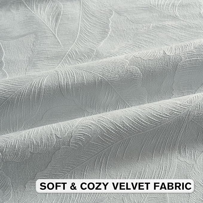 FUTEI Light Blue Velvet Throw Pillow Covers 26x26 Inch Set of 2,Soft Embossed Leaf-Relief Textured Euro Pillow Shams,Natural Home Decor for Couch Living Room