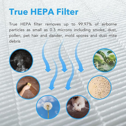 Hunter HP850 Air Purifiers for Home Large Room and Bedroom. True HEPA Air Purifier for Pets, Odors, Allergens, Smoke, Dust. 4 Fan Speeds, Quiet Sleep Mode, UV Mode. Filters 2585 Ft² per hour. Graphite