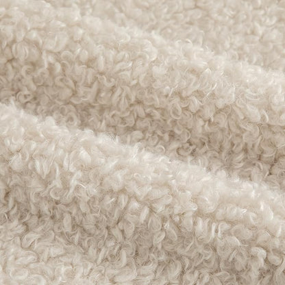 Pack of 2 Curly Teddy Wool Faux Fur Throw Pillow Covers Fuzzy Accent Soft Sherpa Pillowcases Sheepskin Fleece Decorative Cushion Case for Sofa Couch Living Room 26x26 Inch Neutral Light Beige