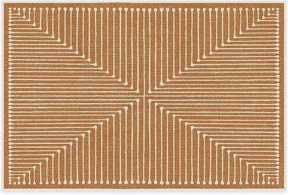 RUGGABLE x Jonathan Adler Machine Washable Modern Area Rug – Inkdrop Copper 2x3, Stain-Resistant, Non-Slip – Small Rugs for Living Room, Bedroom, Hallway, Entryway & Bathroom–with Standard Pad