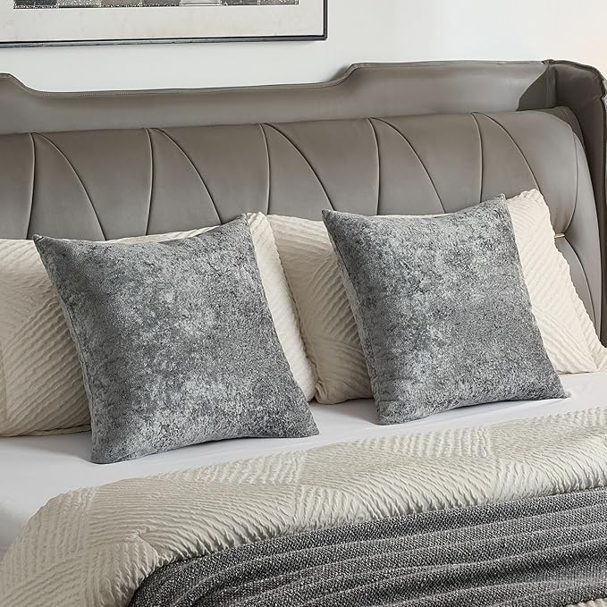 FUTEI Dark Grey Flannel Throw Pillow Covers 12x20 Inch Set of 2,Soft Dimensional Textured Lumbar Pillow Cases,Modern Home Decor for Couch Living Room