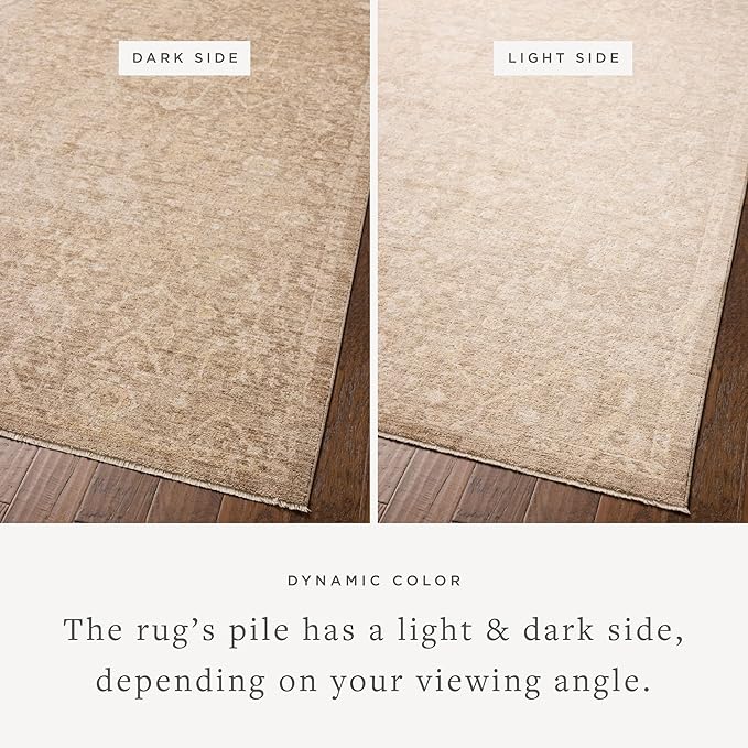 Loloi Chris Loves Julia Palma Collection PLM-01 Bark/Natural 3'-6" x 5'-6" Accent Rug Vintage Style Boho Living Room Bedroom Carpet