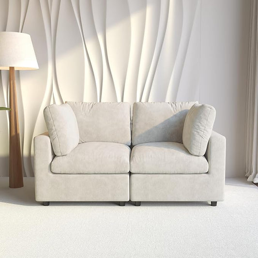WJShome Cloud Sectional Couches for Living Room,67" Convertible Love Seat, 2 Seater Modular Sectional Sofa,Deep Seater Furniture Sets,Beige