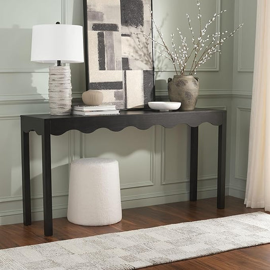 SAFAVIEH Home Collection Lilith Farmhouse French Country Matte Black Wavy Console Table for Entryway, Living Room, Foyer