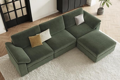 EASE MOOSE Sectional Modular Sofa,Oversized L Shape Sectional Couch Wide Deep Seat Modular Cloud Couch,Green