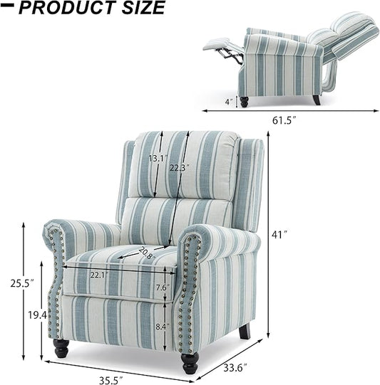 Recliner Chair, Modern Pushback Armchair with Adjustable Backrest & Footrest for Bedroom, Living Room