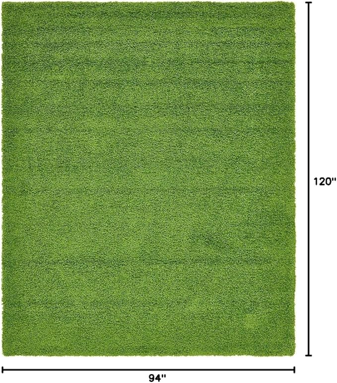 Unique Loom Solid Shag Collection Area Rug (7' 10" x 10' Rectangle, Grass Green)