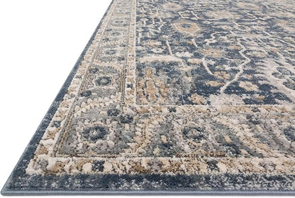 Loloi Teagan Collection TEA-03 Denim/Pebble 9'-9" x 13'-6" Area Rug, Large, Soft Neutral Rug, High-Traffic for Living Room, Bedroom, Home Office, Dining Area