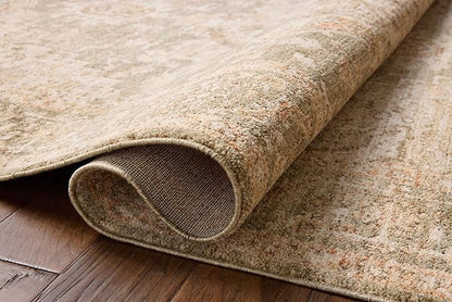 Loloi Chris Loves Julia Palma Collection PLM-08 Olive/Spice 2'-7" x 10'-0" Fringe Runner Rug Vintage Style Boho Living Room Bedroom Carpet
