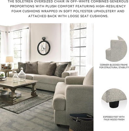 Signature Design by Ashley Soletren Contemporary Chenille Chair and a Half, Off-White