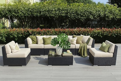 Outdoor Patio Furniture with 6-inch Thick Rainshield Cushions, No-Assembly 7-Piece All-Weather Wicker Sectional Set (Supercrylic Gray)