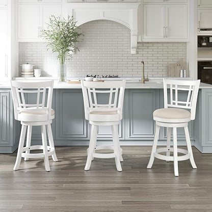 Hillsdale Fairfox 24.5" Wood Swivel Counter Height Stool, White