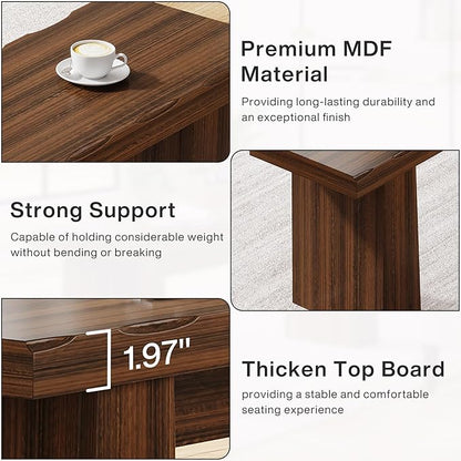 Tribesigns Wooden Dining Bench, 47-Inch Long Kitchen Bench with Sturdy Frame for Dining Room, Entryway, Living Room, Hallway, Easy Assembly (Walnut)