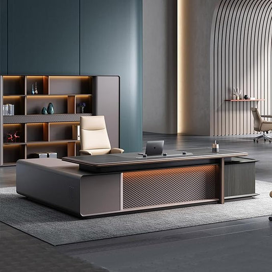 Modern Executive Desk, 102.4 inch L Shaped Desk with Storage, L Shape Corner Desk Drawers and Lockable Storage No Installation Required, Without Desk or Computer Chair (Filing Cabinet)