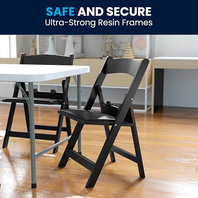 Flash Furniture Hercules Set of 2 Kids Black Resin Folding Chairs with Gray Vinyl Padded Seats
