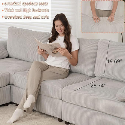 EASE MOOSE Modular Sectional Sofa,Oversized U Shape Sectional Couch with Ottoman,Wide Deep Modular Cloud Couch,Removable Cover
