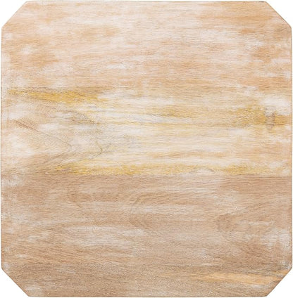 Kate and Laurel Talcott Modern Square Wood Drink Table, 12 x 12 x 28, Light Natural, Transitional Decorative Two-Tier Pedestal Table for Use as Plant Stand Indoors or Living Room Decor Accent