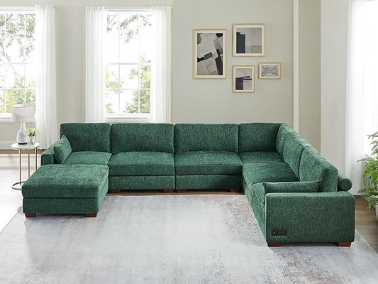 VANOMi Large Modular Sectional Sofa, Oversized Couch with Charging Station, Cloud Couch Deep Seat Sofa with Thick Cushion, Convertible Sectional Couches for Living Room Office Apartment