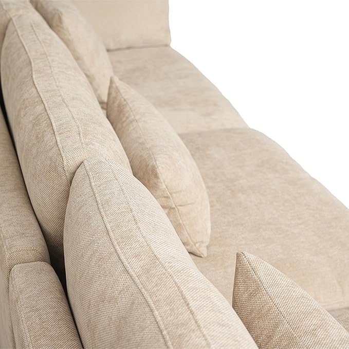 Cloud Modular Sectional Sofa with Ottoman,192" Sectional Sofa Bed Sleeper Couch for Living Room,Convertible Couch Deep Seat 9 Seater for Office Apartment,Covers Washable&Replaceable,Khaki