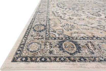 Loloi Teagan Collection TEA-01 Natural/Lt. Grey 6'-7" x 9'-2" Area Rug, Large, Soft Neutral Rug, High-Traffic for Living Room, Bedroom, Home Office, Dining Area