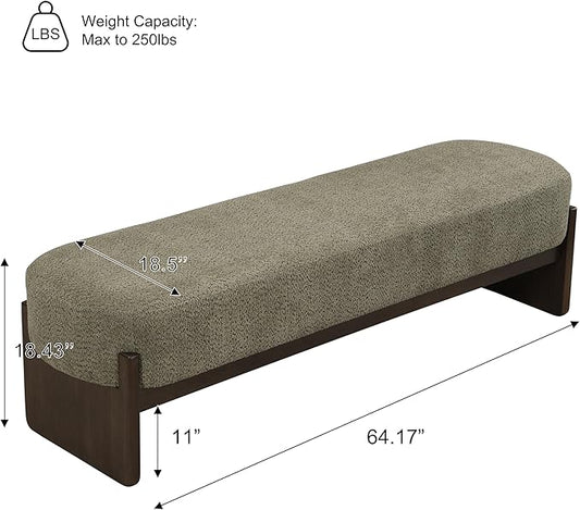 Christopher Knight Home Arden Minimalist Loop Yarn Fabric Dining Bench, Wooden Entryway Ottoman Bench, Modern Living Room Sofa Ottoman Footrest, Bedroom End of Bed Bench, Dark Green+Brown