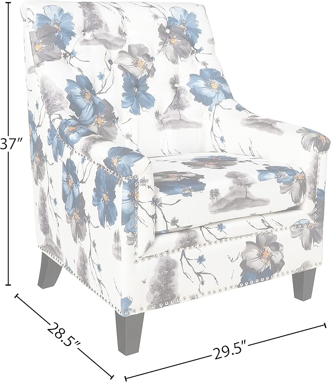 OSP Home Furnishings Pacific Armchair with Padded Box Spring Seats and Silver Finish Legs, Black Vinyl