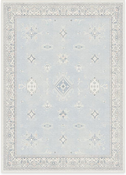 RUGGABLE Washable Vintage Area Rug – Verena Soft Blue 5x7, Stain-Resistant, Non-Slip – Medium Machine Washable Rugs for Living Room, Bedroom, Hallway, Entryway & Office–with Cushioned Pad