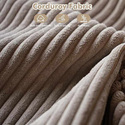 37.1" Ottoman for Couch, Plush Corduroy Memory Foam Ottoman Cloud Boneless Sectional Couch for Living Room Foot Stools No Assembly Require, Stripe Corduroy,Camel
