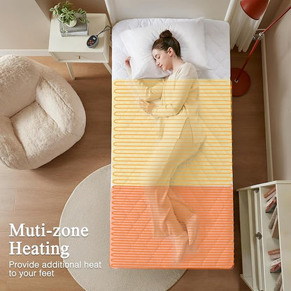 Beautyrest Cotton Heated Mattress Pad - Bed Warmer with 20 Heat Settings Controller, Auto Shut Off Timer, All Around Elastic Deep Pocket, UL Certified, Machine Washable, White Twin XL