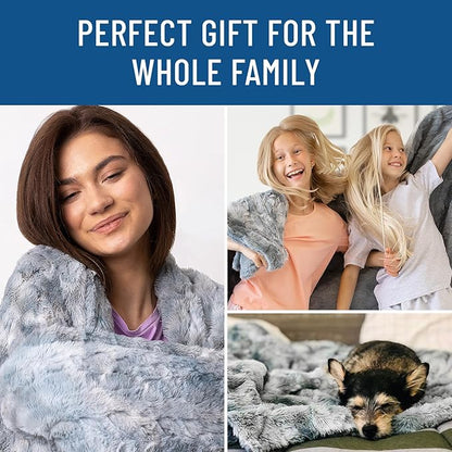 Everlasting Comfort Soft & Comfortable Arctic Blue Faux Fur Throw Blanket for Couch - (50"x65") Minky & Fluffy Fall Blankets & Throws, Plush Fuzzy Cover for Bed, Sofa & Living Room - Cozy Home Decor