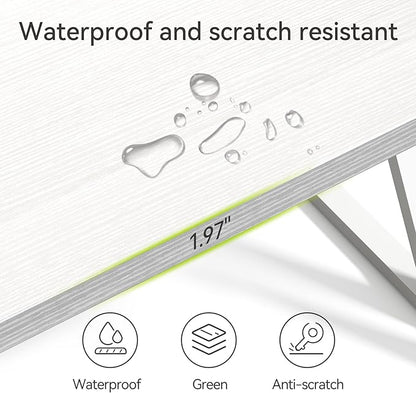 LITTLE TREE 55 Inch Large Simple Industrial Computer Desk Study Writing Table Home Office Workstation,White